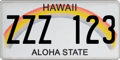 HI license plate ZZZ123