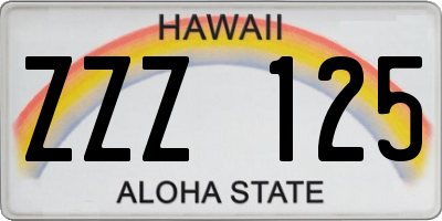 HI license plate ZZZ125