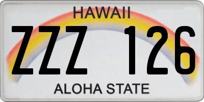 HI license plate ZZZ126