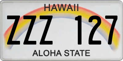 HI license plate ZZZ127