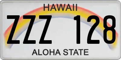 HI license plate ZZZ128