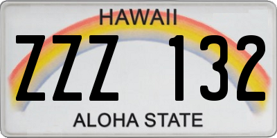 HI license plate ZZZ132