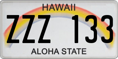 HI license plate ZZZ133