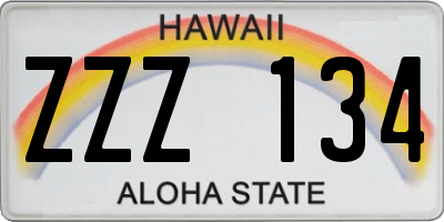 HI license plate ZZZ134