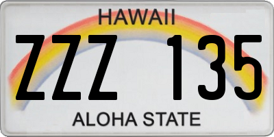 HI license plate ZZZ135