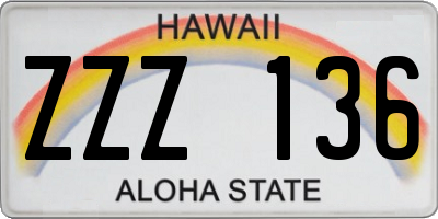 HI license plate ZZZ136