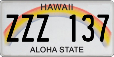 HI license plate ZZZ137