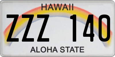 HI license plate ZZZ140