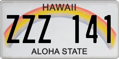 HI license plate ZZZ141