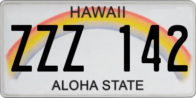 HI license plate ZZZ142