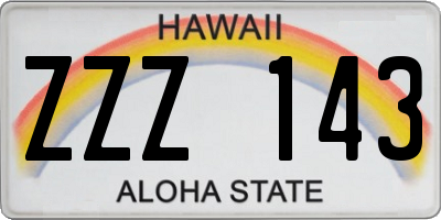 HI license plate ZZZ143