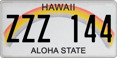 HI license plate ZZZ144