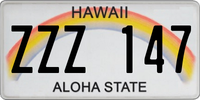 HI license plate ZZZ147