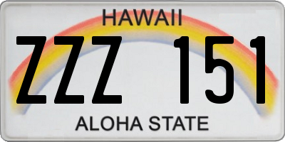 HI license plate ZZZ151