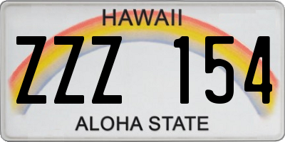 HI license plate ZZZ154