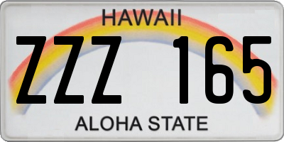 HI license plate ZZZ165