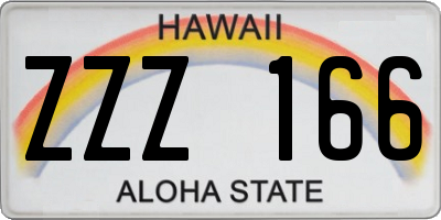 HI license plate ZZZ166