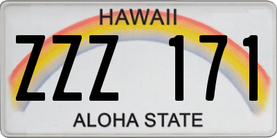 HI license plate ZZZ171