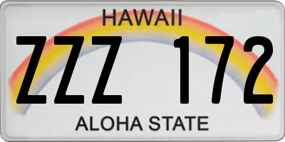 HI license plate ZZZ172