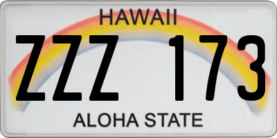 HI license plate ZZZ173