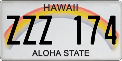 HI license plate ZZZ174