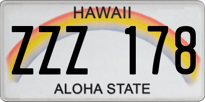 HI license plate ZZZ178