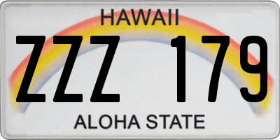 HI license plate ZZZ179