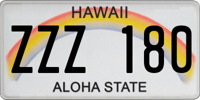 HI license plate ZZZ180