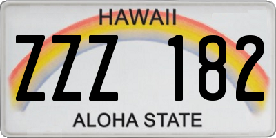 HI license plate ZZZ182