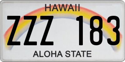 HI license plate ZZZ183