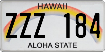 HI license plate ZZZ184