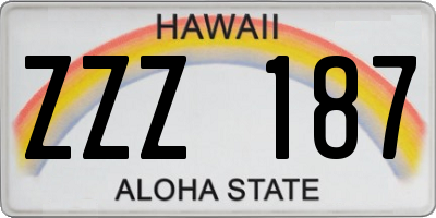 HI license plate ZZZ187