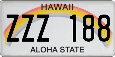 HI license plate ZZZ188