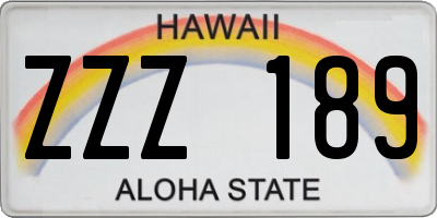 HI license plate ZZZ189