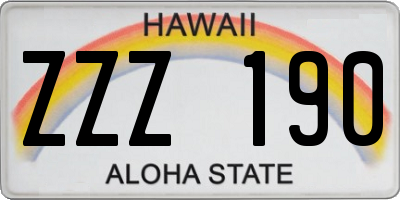 HI license plate ZZZ190