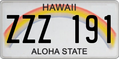 HI license plate ZZZ191