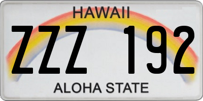 HI license plate ZZZ192