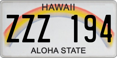 HI license plate ZZZ194