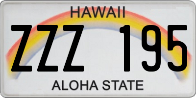 HI license plate ZZZ195