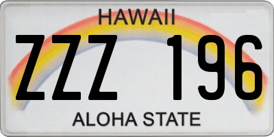 HI license plate ZZZ196