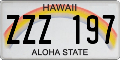 HI license plate ZZZ197