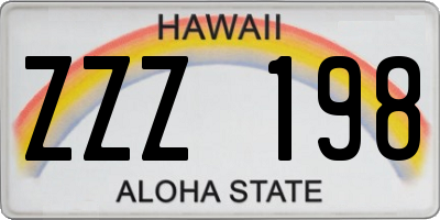 HI license plate ZZZ198