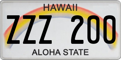 HI license plate ZZZ200