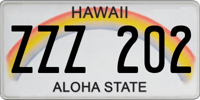 HI license plate ZZZ202