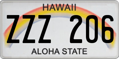 HI license plate ZZZ206