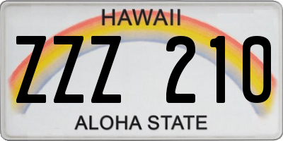 HI license plate ZZZ210