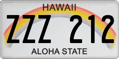 HI license plate ZZZ212