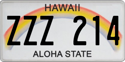 HI license plate ZZZ214