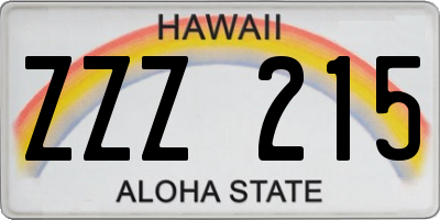 HI license plate ZZZ215