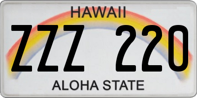 HI license plate ZZZ220